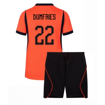 Billige Fotballdrakt Nederland Denzel Dumfries #22 Replika Hjemmedraktsett Barn VM 2026 Kortermet (med bukser)